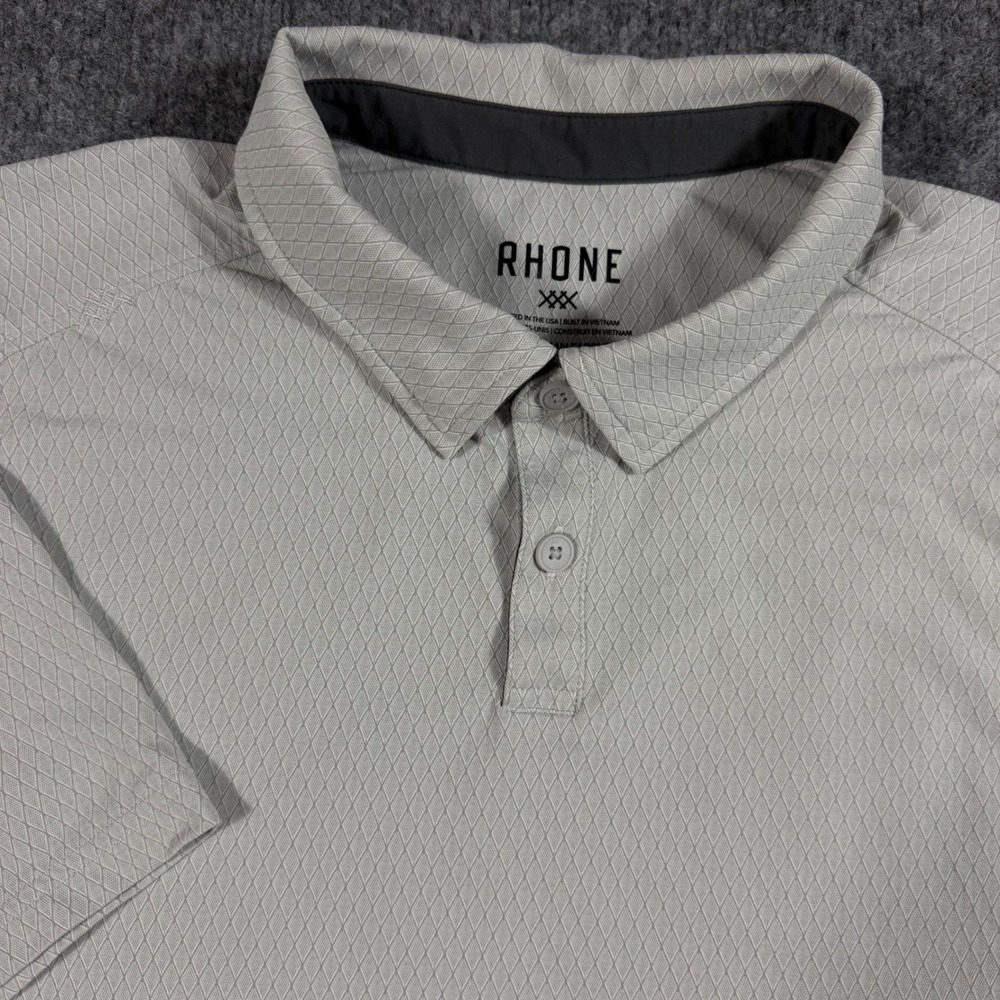 Rhone Polo Shirt Delta Pique Mens XL Gray Italian Fabric Diamond Knit EUC
